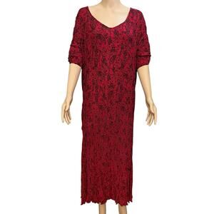 Woman Within Floral Paisley Maxi Dress 2X 26/28 Crinkle Gauzy Boho Flowy Red